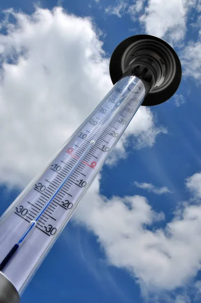 室外温度计在白天使用的时间 — 图库照片