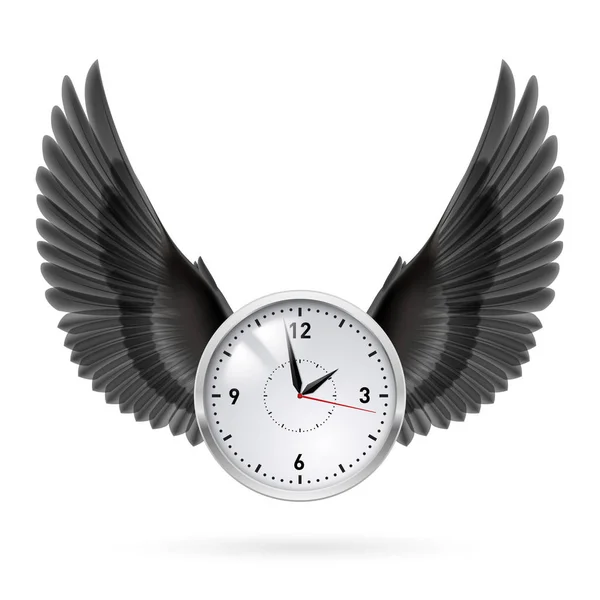 White Clock Black Vertical Wings Hour — Stock Photo, Image