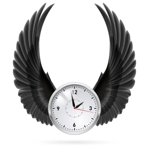 White Clock Black Wings Swing Fly — Stock Photo, Image