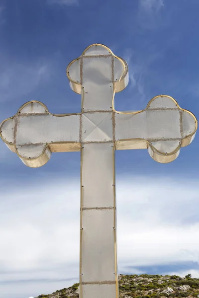Cruz Céu Azul Grécia — Fotografia de Stock