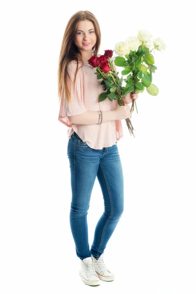 Young Girl Holding Bouquet — Stockfoto