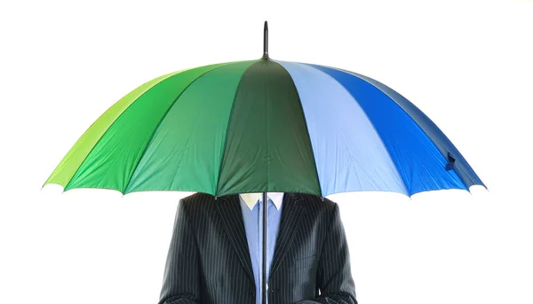 Businessman Umbrella Isolated White — Stock Photo, Image