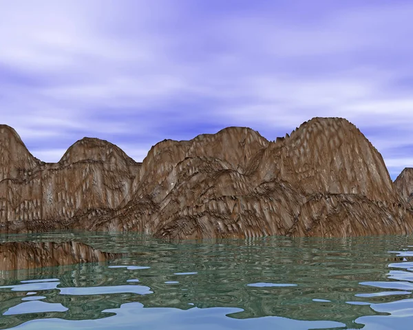 有湖泊的火山口 计算机图形 — 图库照片
