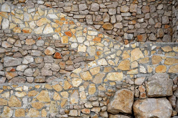 Parede Pedra Com Escadas — Fotografia de Stock