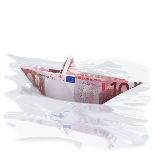 Papírový Člun Euro — Stock fotografie