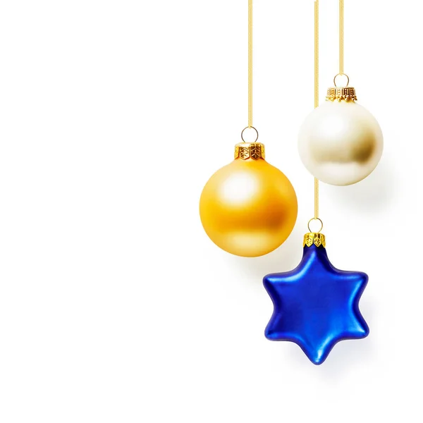 Bolas Natal Coloridas Coleção Estrela Fundo Branco — Fotografia de Stock