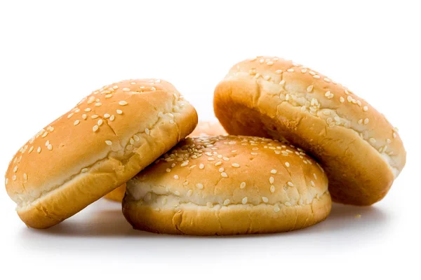 Burger Bun Fundo Branco Isolado — Fotografia de Stock