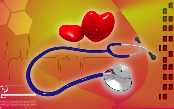 Illustration Numérique Stéthoscope Coeur Arrière Plan Couleur — Photo