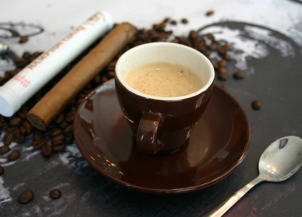 Espresso Koffie Drinken Ochtend Drinken — Stockfoto