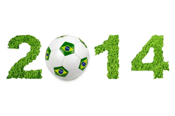 2014 Text Soccer Ball White — Stock Photo, Image
