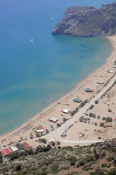 Bela Praia Tsambika Ilha Rhodes Grécia — Fotografia de Stock