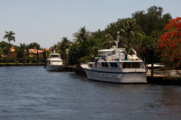 Fort Lauderdale Canal Rio Área Residencial Habitação Comunidade Iate Iates — Fotografia de Stock