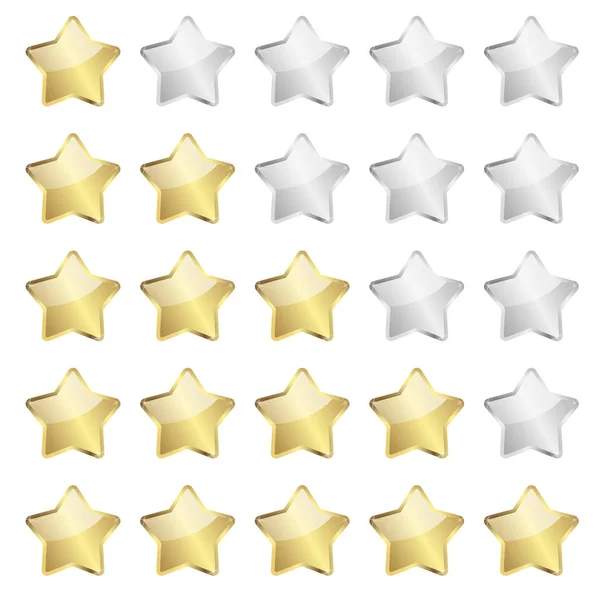 Vektor Zlaté Recenze Hvězdy Pro Hodnocení — Stock fotografie
