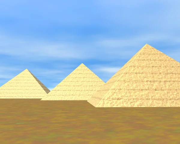 Çöldeki Piramitler Bilgisayar Grafikleri — Stok fotoğraf