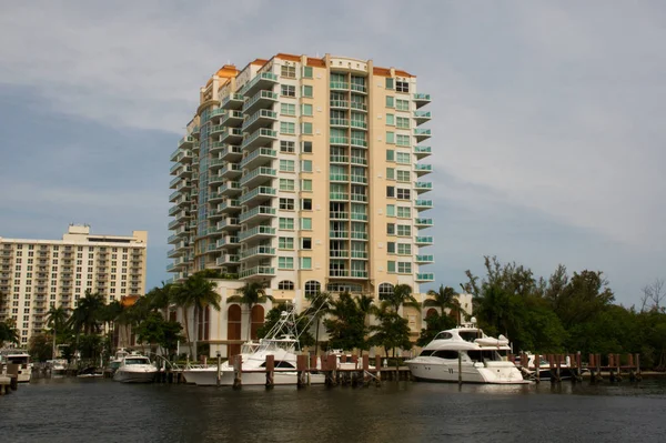 Fort Lauderdale Canal Río Zona Residencial Urbanización Comunidad Yate Yates — Foto de Stock