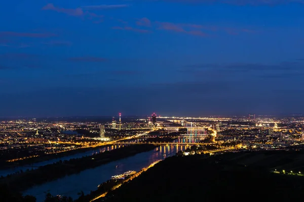 Vienna Panoramic Night City Lights Blue Sky — Stock Photo, Image
