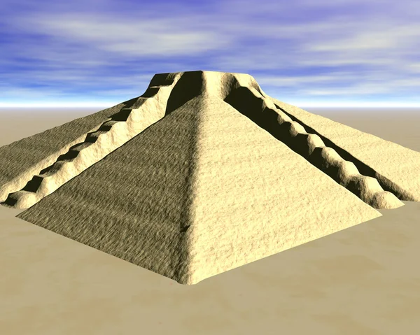 Piramide Maya Nel Deserto Computer Grafica — Foto Stock