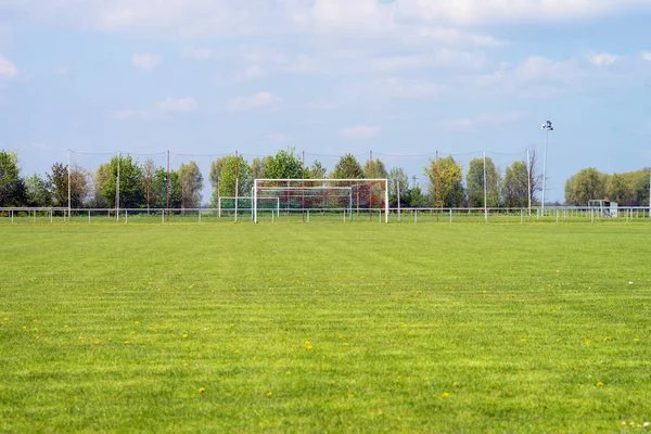 Fußballplatz Mit Fußballnetz — Stockfoto