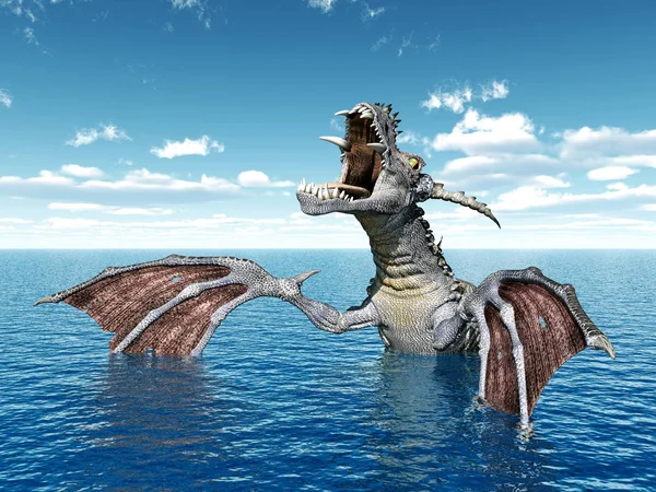 Computer Generated Illustration Water Dragons Stock Picture