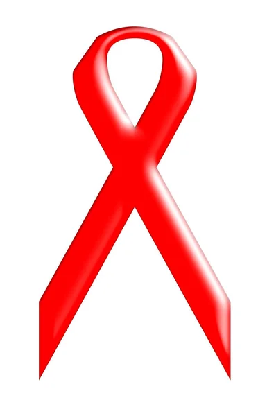 Red Satin Awareness Ribbon White — Stock Photo, Image