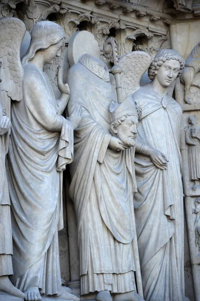 Esculturas Fachada Notre Dame Paris — Fotografia de Stock