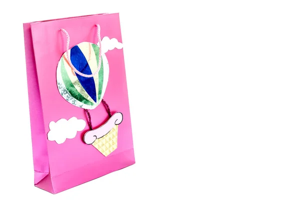 Pink Cardboard Shopping Bag Isolated White — Stock Photo, Image