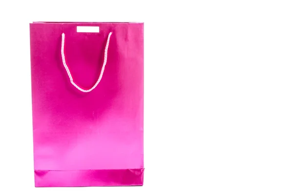 Borsa Shopping Cartone Rosa Isolata Bianco — Foto Stock