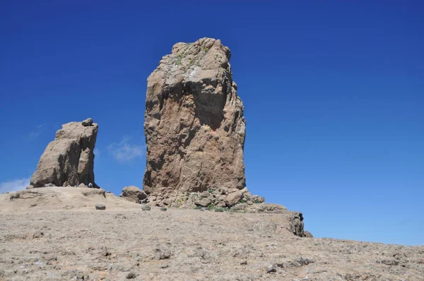 Roque Rana Roque Nublo Berg Bergskedja Gran Canaria Landskap Kanariefåglar — Stockfoto