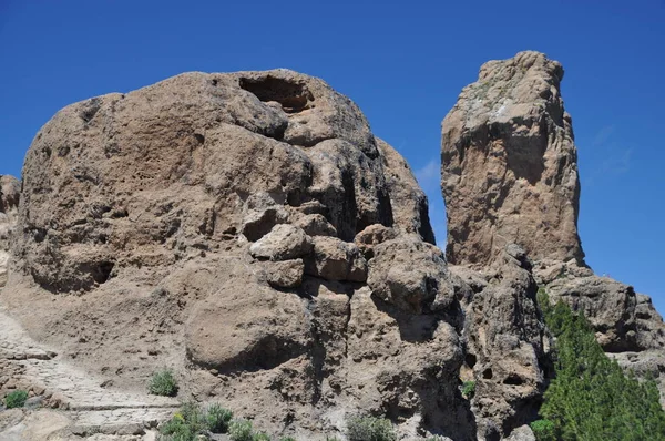 Roque Nublo Berg Berg Berg Gran Canaria Landskap Kanariefåglar Kanariefåglar — Stockfoto