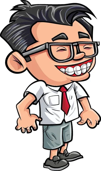 メガネをかけた漫画かわいいオタクの男の子 — ストック写真