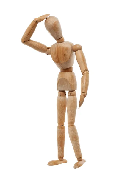 Pomieszany Model Człowieka Drewna Izolowany Białym Tle — Zdjęcie stockowe