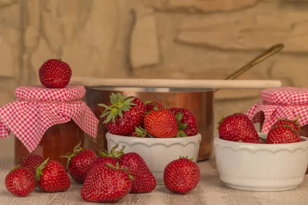 Strawberry Jam Fresh Strawberries — Stock Photo, Image