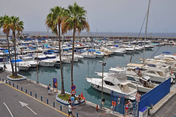 Puerto Kettőspont Kikötő Sporthajó Kikötő Kikötő Csónak Csónak Costa Adeje — Stock Fotó