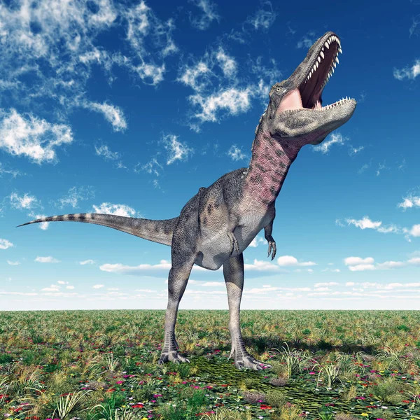 컴퓨터가 Tarbosaurus 삽화를 만들어 냈습니다 — 스톡 사진