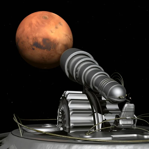 Illustrazione Generata Computer Con Telescopio Gigante Marte — Foto Stock