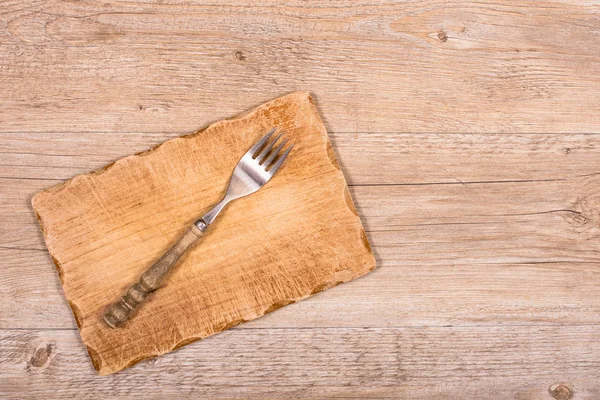 Fork Wooden Board Wooden Table — Stock Photo, Image