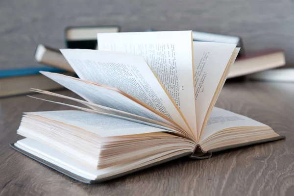 Books Wooden Deck Tabletop — Stock Photo, Image