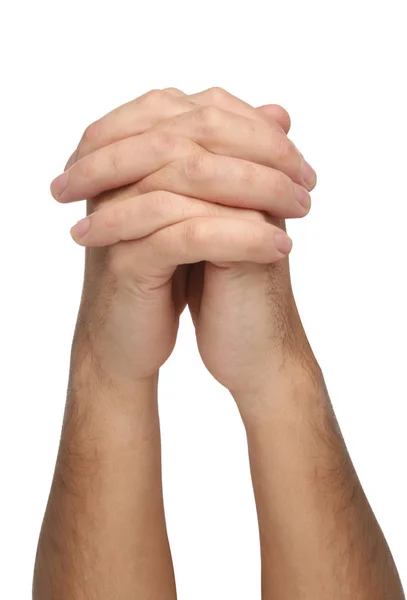 白い背景に隔離された二つの祈りの手 — ストック写真