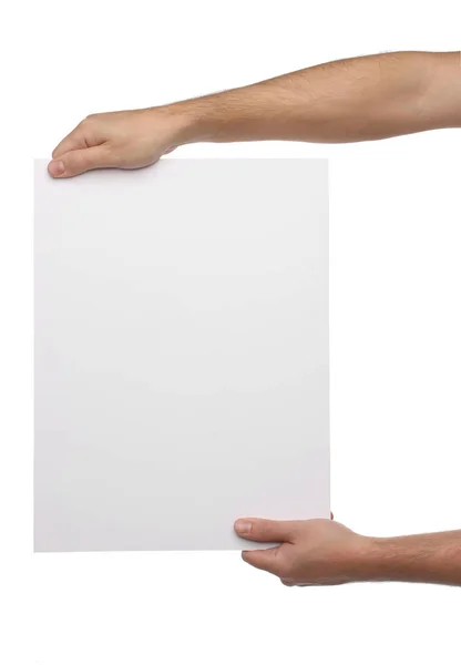 白地に白い紙を差した男性の手 — ストック写真