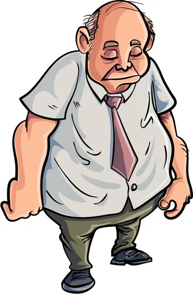 Cartoon Υπέρβαρος Άνθρωπος Φαίνεται Πολύ Λυπημένος Απομονωμένα Λευκό — Φωτογραφία Αρχείου