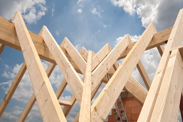 wooden house and construction site