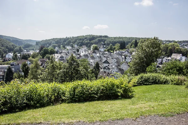 Halvtimrade Hus Gamla Stan Freudenberg — Stockfoto