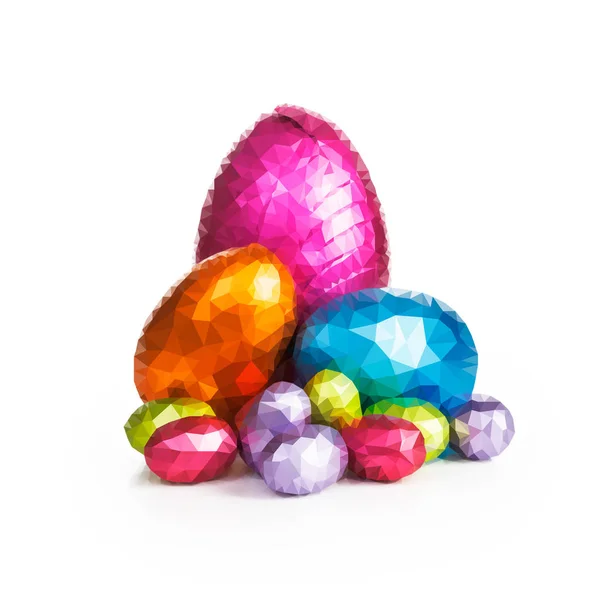 Easter Eggs Created Polygons Illustration White Background — Stock Photo, Image