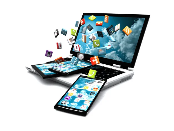Tablet Teléfono Móvil Con Iconos Aplicación — Foto de Stock