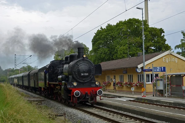 Treno Vapore Sull Ammerseebahn — Foto Stock