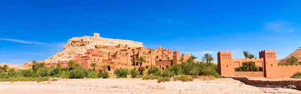 Πανόραμα Του Αρχαίου Μαροκινή Kasbah Ait Μπεν Χαντού Κοντά Ouarzazate — Φωτογραφία Αρχείου