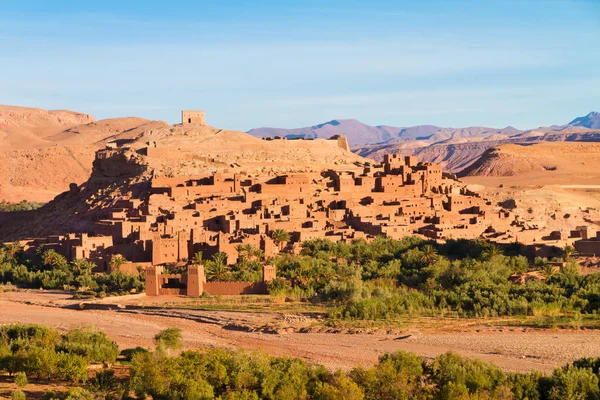 全景图的古代摩洛哥 Kasbah Ait Benhaddou 摩洛哥 教科文组织世界遗产 — 图库照片
