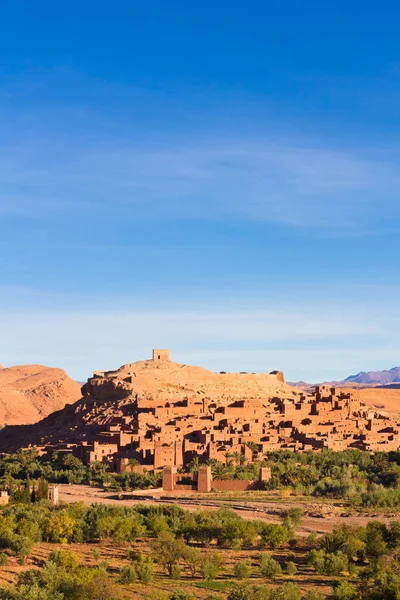 Πανόραμα Του Αρχαίου Μαροκινή Kasbah Ait Μπεν Χαντού Κοντά Ouarzazate — Φωτογραφία Αρχείου