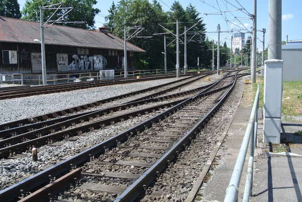 Rel Kereta Api Kosong Tanah — Stok Foto