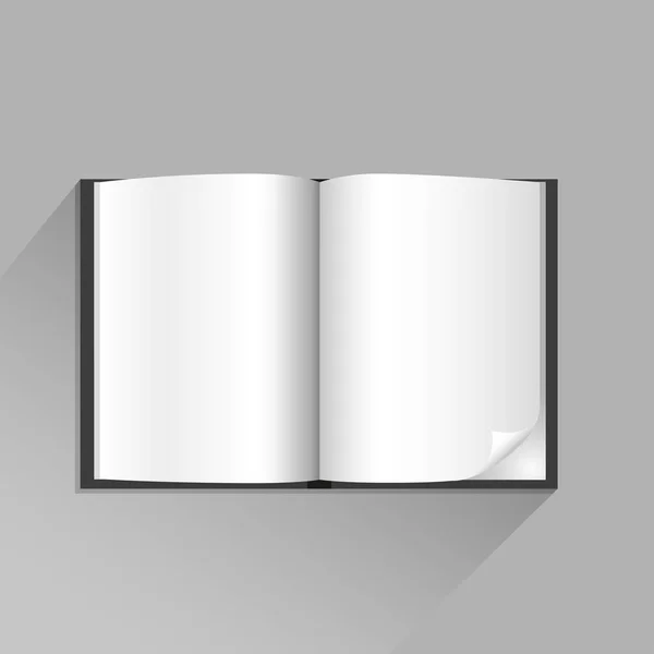 Ανοιχτό Βιβλίο Την Κορυφαία Σκιά Άποψη Στο Γκρίζο Φόντο — Φωτογραφία Αρχείου